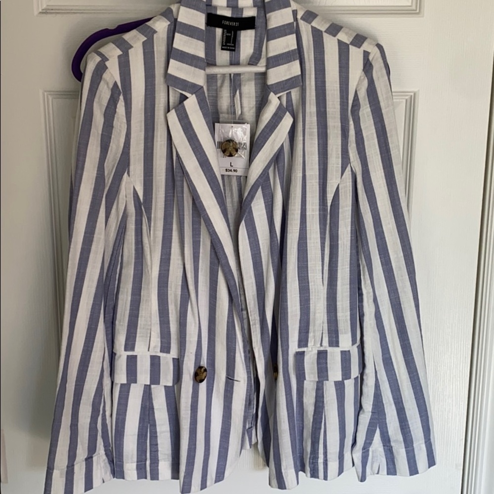 NWT white and blue linen blazer! NEVER WORN